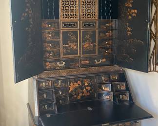 Hand Painted Asian Breakfront Credenza 94" x 43" x 26"