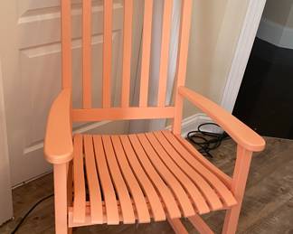 One of Two Painted Wood Rocking Chairs