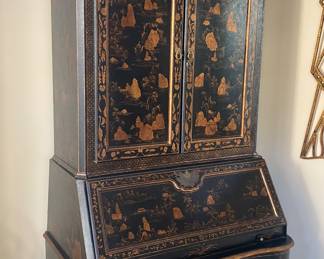 Hand Painted Asian Breakfront Credenza 94" x 43" x 26"