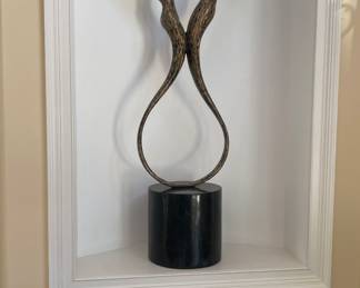 Swing Sculpture Black Stone with Stainless Finish  79" x 29" x 16" Base 15 1/4" x 16"