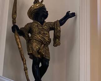 1 of 4 Louise Style Ormolu and Patinated  Blackamoor Nubian Lifesize Floor Lamps 5 1/2 feet tall. 