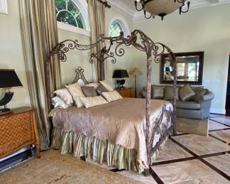 King Size Cinderella Canopy Bed Brushed Metal 