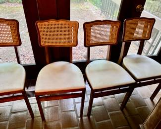 MCM folding cane back chairs