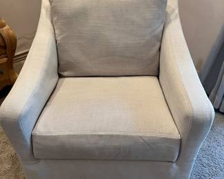 Swivel chair, beige linen, back and bottom cushion are removable. 24"w x 26"d x 32"t