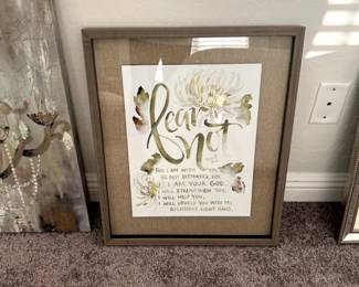 FEAR NOT framed glass print, shades of moss, sage & ivory, 18"w x 22" t