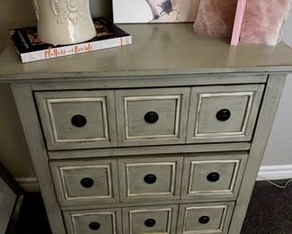 Chests/night stands, wooden, set of 2, 3 drawers, 27" w x 15"d x 30"t, 3 drawers, light turquoise/sea foam green, oil rubbed bronze hardware.