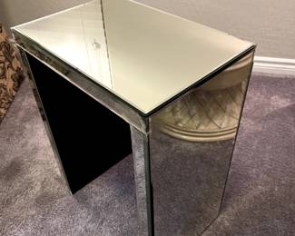accent table, mirrored, 17"w x 12"d x 24"t