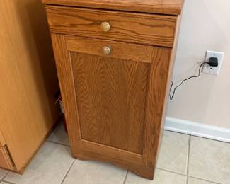 Walnut Trash Bin with Drawer