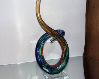 Murano style Spiral Glass Sculpture Multi Color Love Knot 