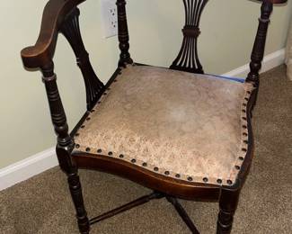 Edwardian Mahogany Scroll Corner Arm Chair 