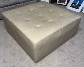 Large Beige Leather Ottoman / Coffee table 