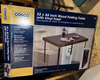 COSCO Wood folding Table with Vinyl inset 