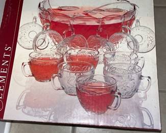 Grape Arbor Punch Bowl & Glasses 