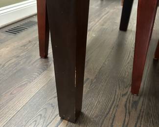 C9 - $550. Ethan Allen Dining Room Table with 8 chairs. Horizons Collection. This photo is with NO leaves in. Measures 42" wide x 70" long x 30.25" tall. Each leaf adds 18" so table extends up to 106". Very good used condition. Shows minor wear I would expect with use. Very sturdy!