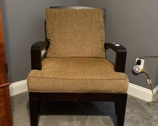 C38 - $75. Single Side Chair. Measures 29" wide x 35" deep x 37" tall. A few scuffs but overall very good condition. Very comfy! Bottom Cushion is attached - Back cushion comes off.