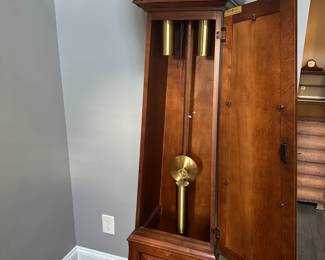 C13 - $300. Howard Miller La Rochelle Grandfather Clock. Model 610-901. Measures 23" at widest point x 13" deep x 7' tall.