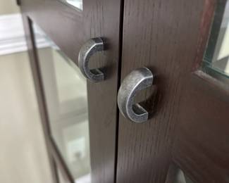 C11 - $350. Ethan Allen Lighted Display / China Cabinet. Measures 38" wide x 17" deep x 80" tall. Excellent Condition. 2 of the shelves are adjustable - center shelf is fixed.