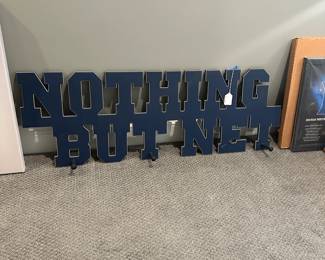 C44 - $20. Nothing But Net wall hanging with Towel/Jacket hooks. Measures 43" long x 14.75" tall.