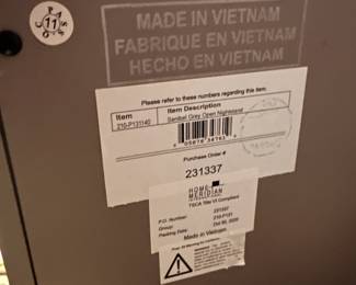 C103 - $175 PAIR of nightstands from Macy's. Sanibel Grey Open Nightstand. Measures 27" wide x 16.5" deep x 28" tall.