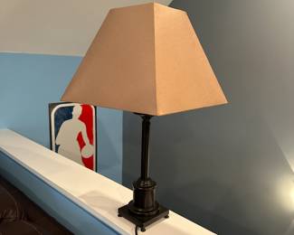 C87 - $12. Single Table Lamp measures 25" tall. Shade is in good condition.