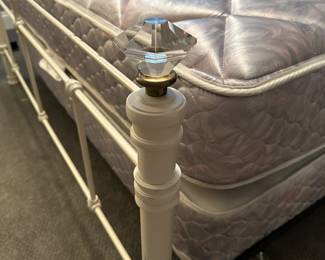 C65 - $325. White Iron Queen Size Bed with clean mattress & box spring if you want them!