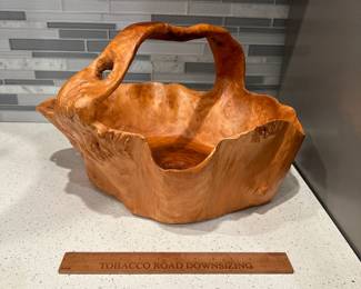 C115 - $80. Large Carved Wooden Bowl. Approximately 19" x 16" x 12 " tall.
