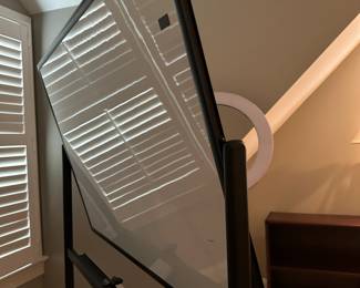 C55 - $75. Tankee Dual Sided Mobile White Board. Magnetic. Measures 49.5" wide x 69" tall.