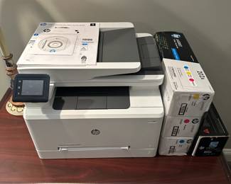 C56 - $200. HP Color LaserJet Pro MFP M281fdw. With extra color and black cartridges. Excellent Condition.