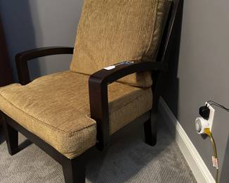 C38 - $75. Single Side Chair. Measures 29" wide x 35" deep x 37" tall. A few scuffs but overall very good condition. Very comfy! Bottom Cushion is attached - Back cushion comes off.