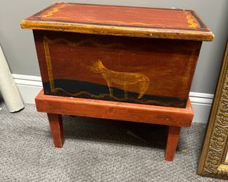 C99 - $30. Stand. Box & lid. Measures 17.5" wide x 9.75" deep x 17.25" tall.