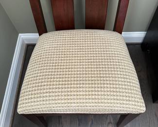 C9 - $550. Ethan Allen Dining Room Table with 8 chairs. Horizons Collection. Measures 42" wide x 70" long x 30.25" tall. Each leaf adds 18" so table extends up to 106". Very good used condition. Shows minor wear I would expect with use. Very sturdy!