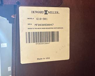 C13 - $300. Howard Miller La Rochelle Grandfather Clock. Model 610-901. Measures 23" at widest point x 13" deep x 7' tall. Howard Miller Model 610-901
