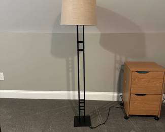 C54 - $35. Floor Lamp. Metal Base. Measures 56" tall. Shade is in great shape.