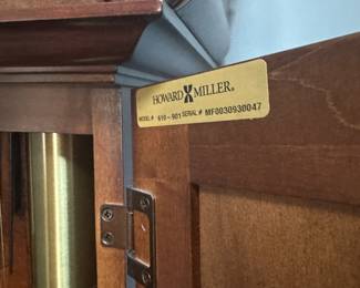 C13 - $300. Howard Miller La Rochelle Grandfather Clock. Model 610-901. Measures 23" at widest point x 13" deep x 7' tall.