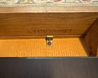 C11 - $350. Ethan Allen Lighted Display / China Cabinet. Measures 38" wide x 17" deep x 80" tall. Excellent Condition. 2 of the shelves are adjustable - center shelf is fixed.