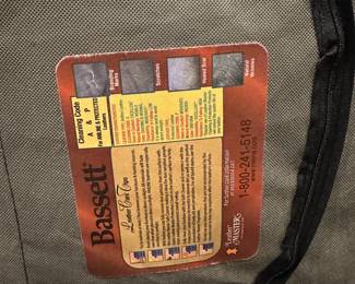 C76 - $350. Dark Brown Leather Chair & Ottoman - Elway Collection by Bassett. Measures 53" wide x 42" deep x 34" tall. Ottoman measures 22" x 29" x 17" tall. In good condition. No holes / rips etc. Super clean. ***Please Note - This item is located on the 3rd floor. Please make sure you arrange for help to get this down and out!