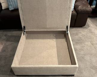 C74 - $125. Square Fabric Storage Ottoman. 36" square x 16" tall.