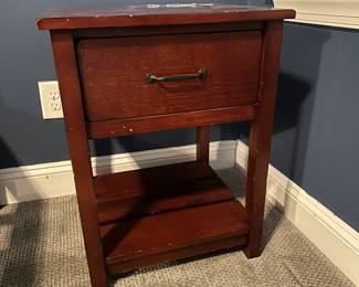 C46 - $55. Pottery Barn Nightstand. Sturdy but shows wear on Top & Front. Measures 19.5" x 18" deep x 26" tall.