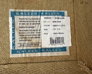 C2 - $75. Kaleen Brand. 100% Wool Area Rug. 9' x 7' 6". Design SAM362B. Has some sun fading but beautiful colors!