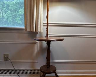 Wood Floor Lamp with Table 