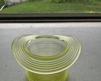 Treaded Vaseline Glass Hat 