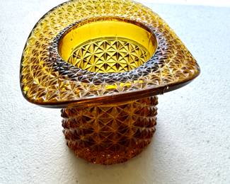 Amber Depression Glass Hat 