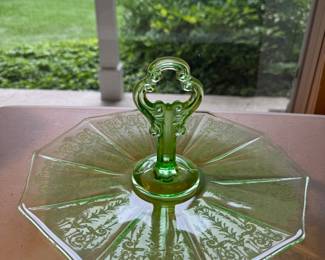 Vaseline Glass Serving Tray 