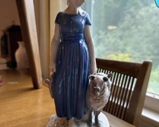 Vintage Denmark Bing & Grondahl B&G 2010 Girl With Sheep’s Figurine
