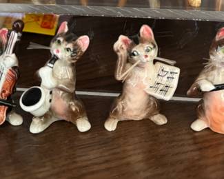 Set of 4 Ceramic Musical Kittens