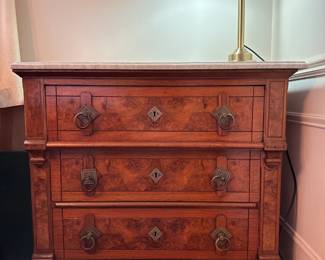 Antique Marble Top Wood Washstand 