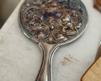 Vintage Silver Hand Mirror 