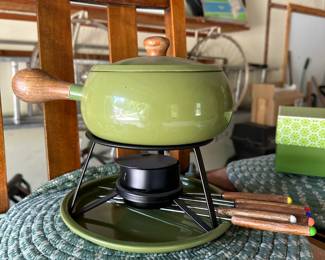 Vintage Green Fondue Set 