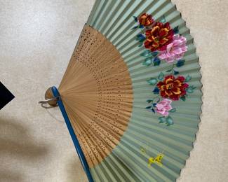 Vintage Japanese Floral Folding Fan 