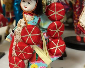 Vintage Hat Dance Geisha Doll on Wood Base Japan